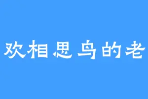 喜欢相思鸟的老梁