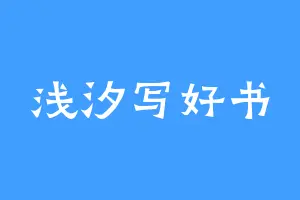 浅汐写好书