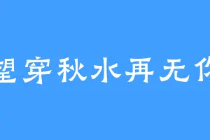 望穿秋水再无你