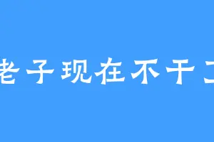 老子现在不干了