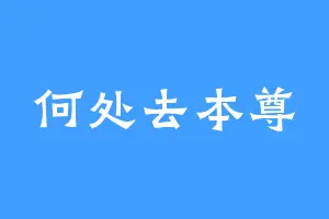 何处去本尊