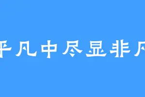平凡中尽显非凡