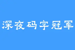 深夜码字冠军